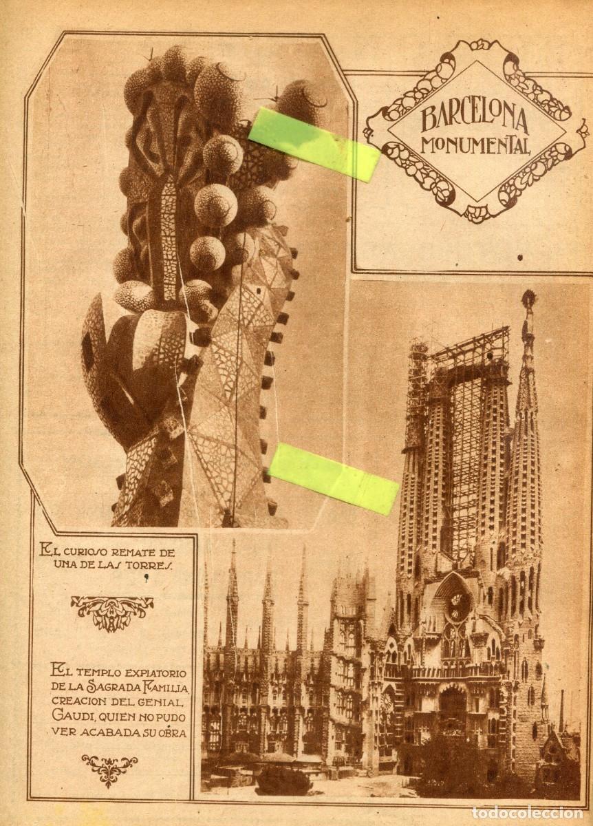 Colecionismo de Revistas e Jornais: REVISTA A&Ntilde;O 1929 PRIMERA COLUMNA TERMINADA DE LA SAGRADA FAMILIA DE BARCELONA ANTONI GAUDI