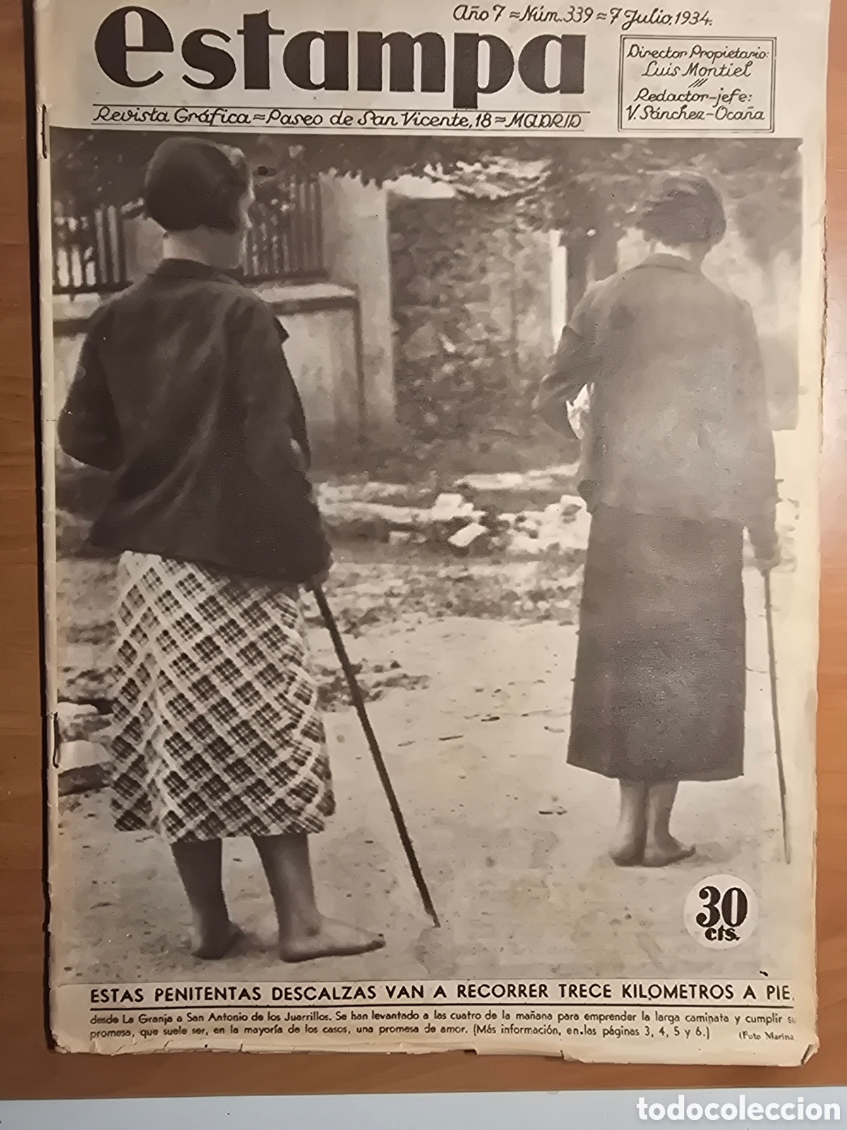 Collectionnisme de Revues et Journaux: ESTAMPA,NUMERO 339,A&Ntilde;O 1934,(LUIS MONTIEL-MADRID)