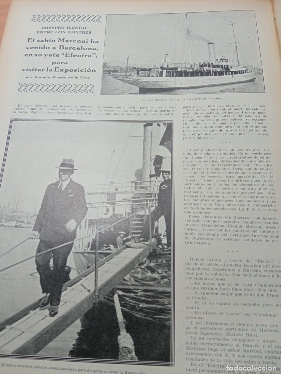 Coleccionismo de Revistas y Peri&oacute;dicos: REVISTA A&Ntilde;O 1929 MARCONI VISITA LA EXPOSICION INTERNACIONAL DE BARCELONA CON SU YATE ELECTRA