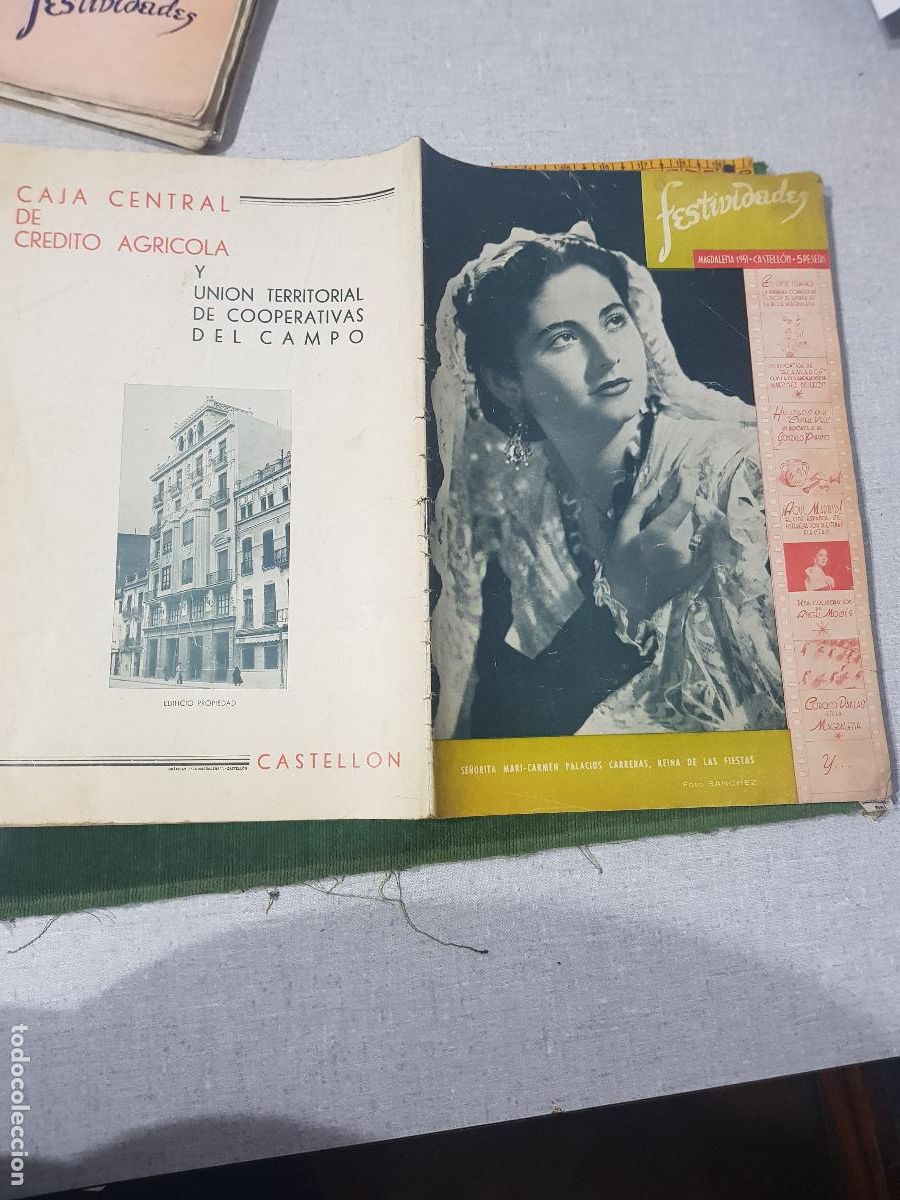 Coleccionismo de Revistas y Peri&oacute;dicos: FESTIVIDADES 1951 ,PORTADA SRTA.MARI CARMEN PALACIOS CARRERA .REINA DE LAS FIESTAS DE LA MAGDALENA