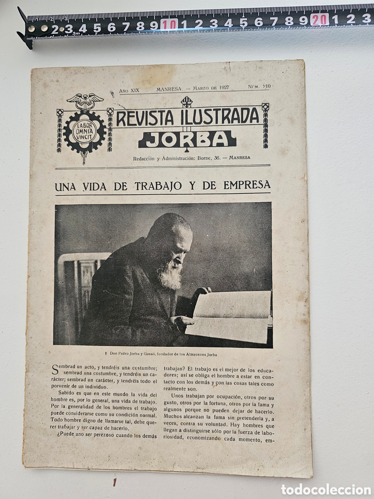 Coleccionismo de Revistas y Peri&oacute;dicos: Rareza Hist&oacute;rica (1927): Revista Ilustrada JORBA &mdash; N&deg; Monogr&aacute;fico Esp. Fundador Pedro Jorba Gass&oacute;