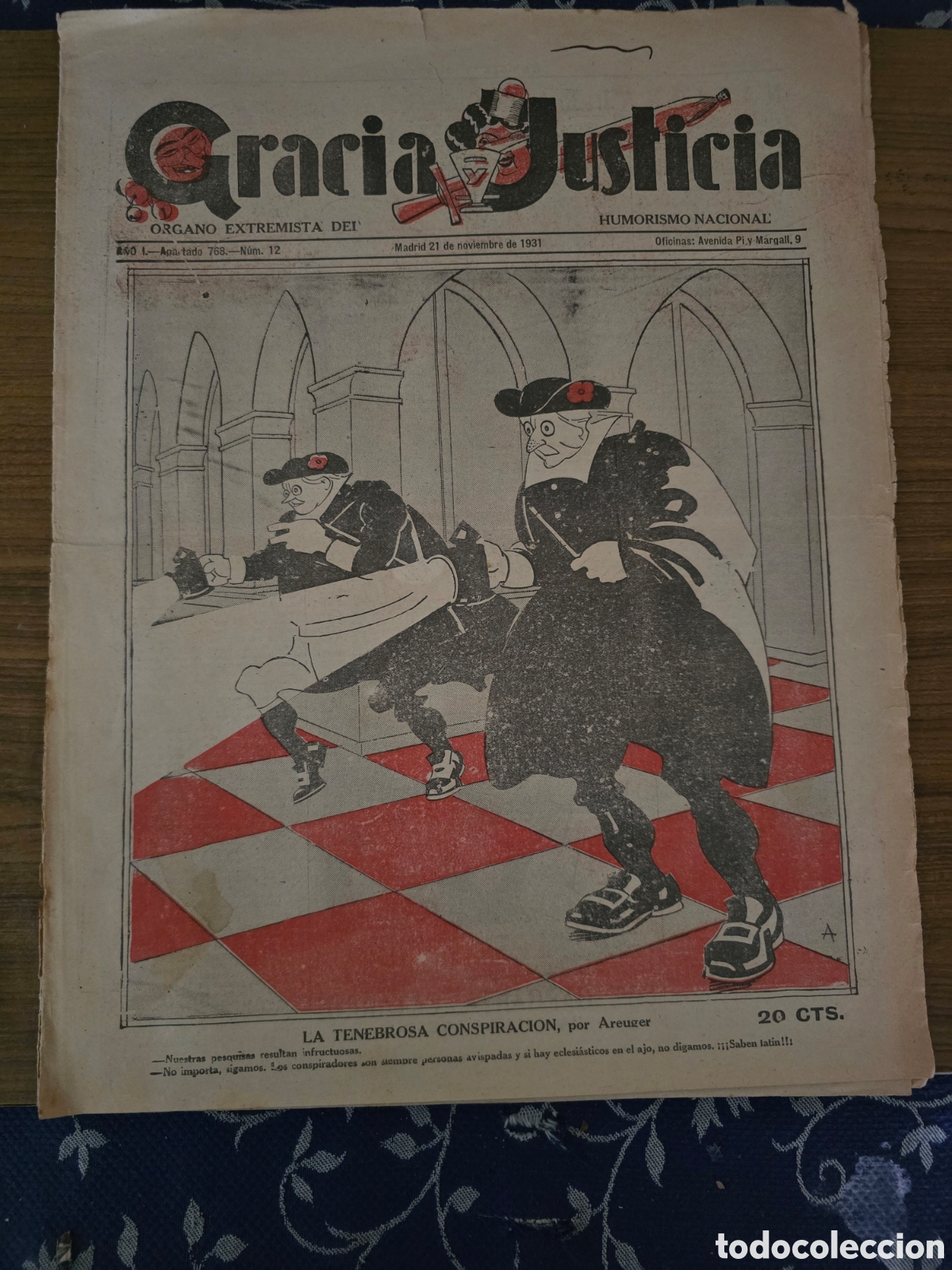 Coleccionismo de Revistas y Peri&oacute;dicos: GRACIA Y JUSTICIA,NUMERO 12,A&Ntilde;O 1931(MADRID)