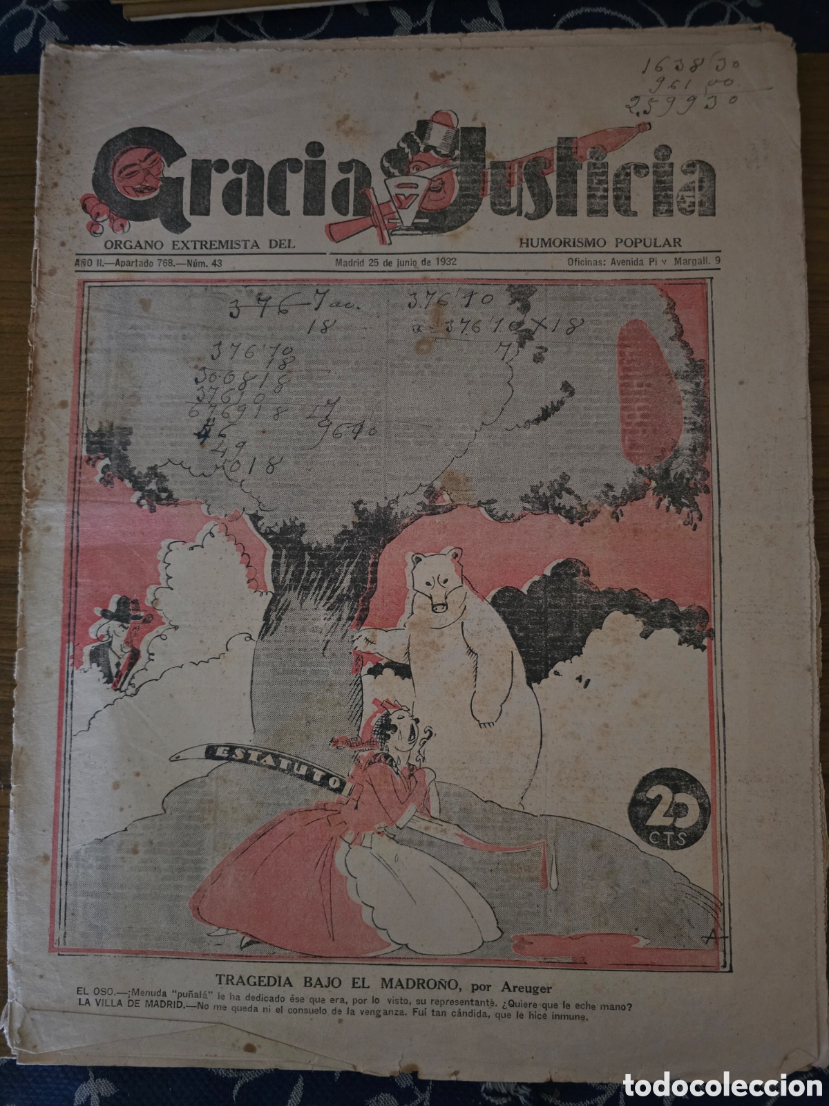 Coleccionismo de Revistas y Peri&oacute;dicos: GRACIA Y JUSTICIA,NUMERO 43,A&Ntilde;O 1932(MADRID