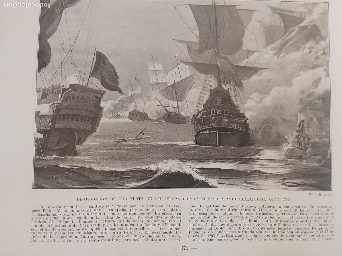 Collezionismo di Riviste e Giornali: hoja libro 1909 - DESTRUCCION DE UNA FLOTA DE LAS INDIAS ESCUADRA ANGLOHOLANDESA EN 1702