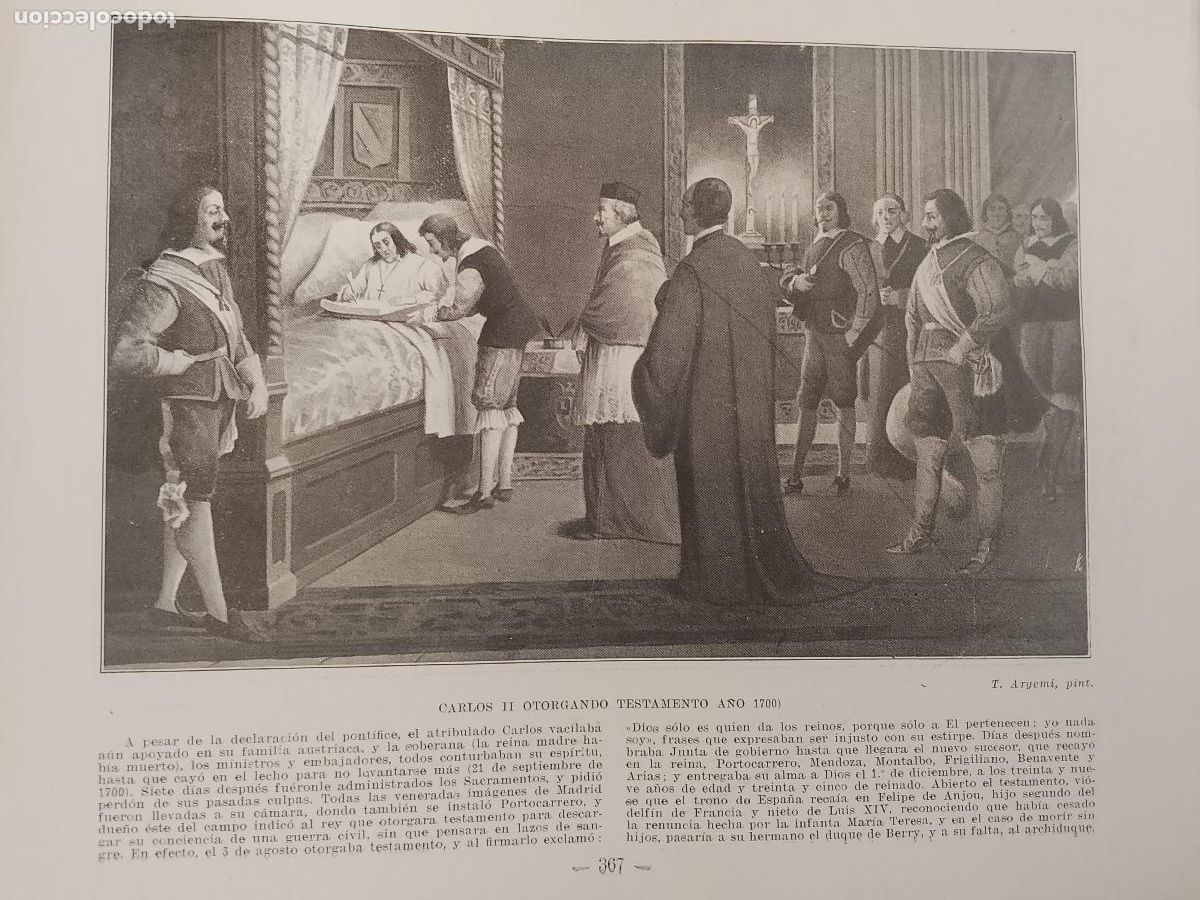 Coleccionismo de Revistas y Peri&oacute;dicos: hoja libro 1909 - CARLOS II OTORGANDO TESTAMENTO EN EL A&Ntilde;O 1700