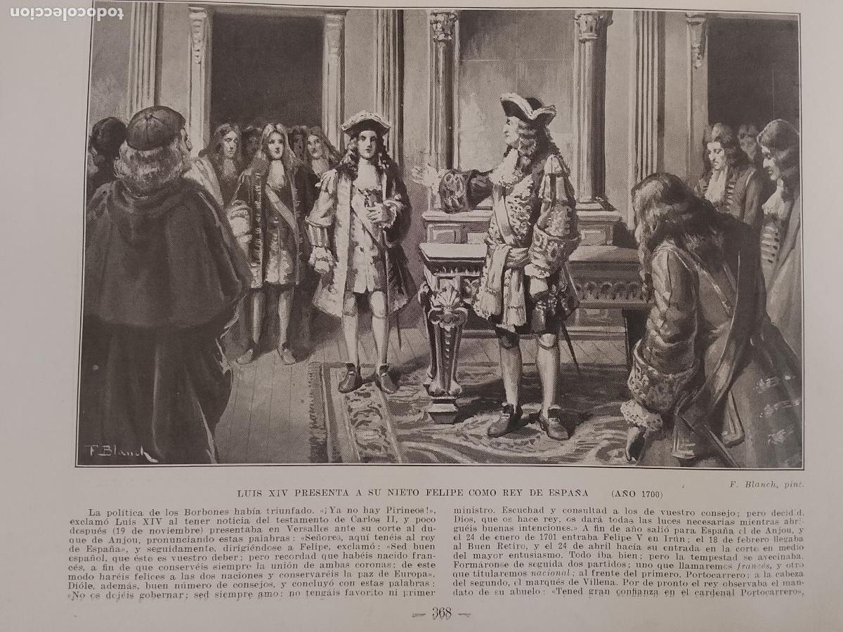 Coleccionismo de Revistas y Peri&oacute;dicos: hoja libro 1909 - LUIS XIV PRESENTA A SU NIETO FELIPE COMO REY DE ESPA&Ntilde;A