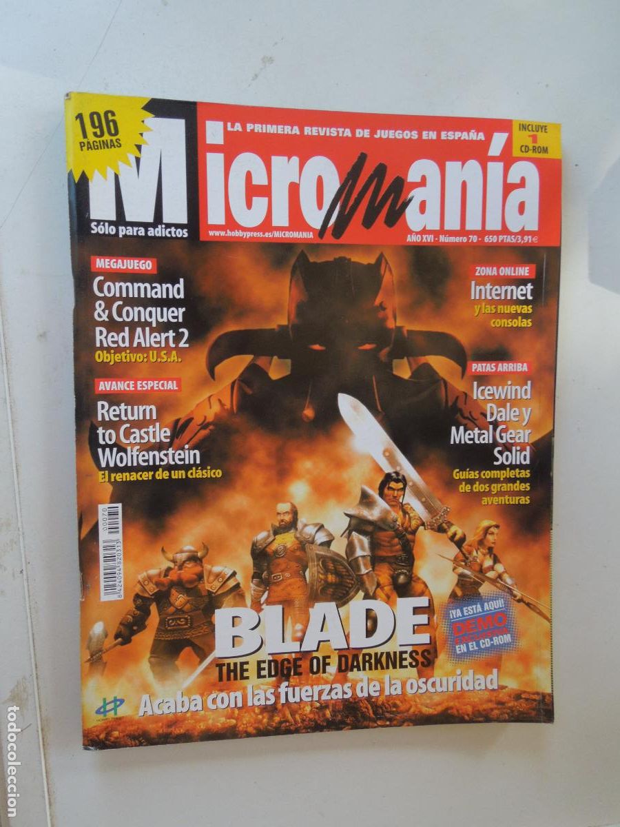 Coleccionismo de Revistas y Peri&oacute;dicos: MICROMANIA REVISTA N&ordm; 70- III EPOCA- NOVIEMBRE 2000- BLADE - THE EDGE OF DARKNESS