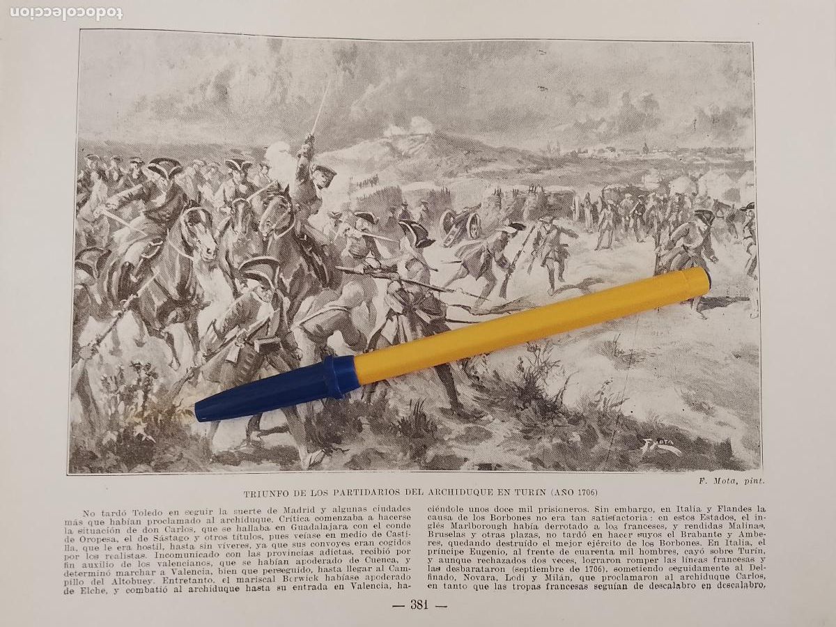 Coleccionismo de Revistas y Peri&oacute;dicos: hoja libro 1909 - TRIUNFO PARTIDARIOS DEL ARCHIDUQUE TURIN EN EL A&Ntilde;O 1706