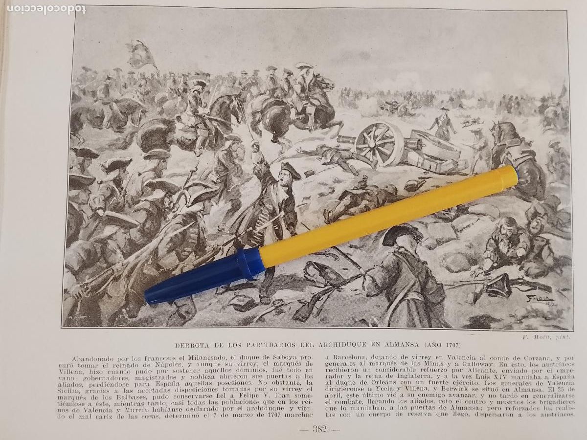 Coleccionismo de Revistas y Peri&oacute;dicos: hoja libro 1909 - DERROTA DE LOS PARTIDARIOS DEL ARCHIDUQUEEN ALMANSA EN 1707