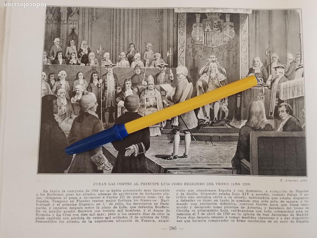 Collezionismo di Riviste e Giornali: hoja libro 1909 - JURAN LAS CORTES AL PRINCIPE LUIS COMO HEREDERO DEL TRONO EN 1709