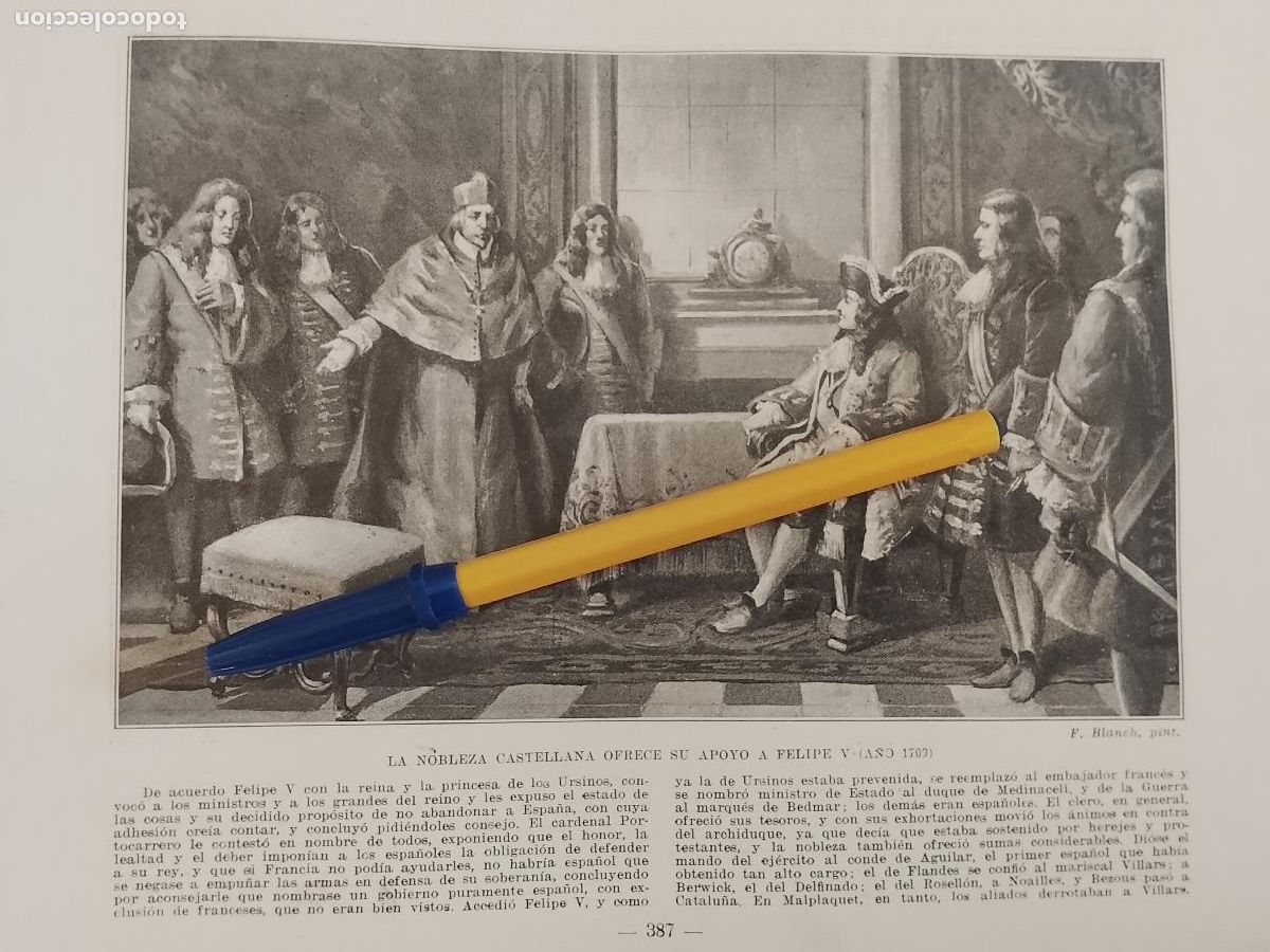 Coleccionismo de Revistas y Peri&oacute;dicos: hoja libro 1909 - NOBLEZA CASTELLANA OFRECE SU APOYO A FELIPE V EN 1709