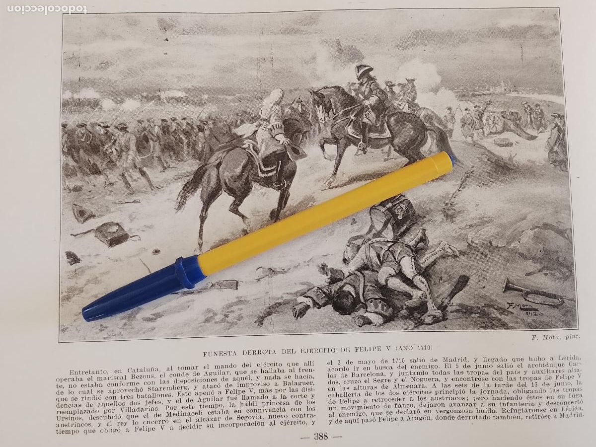 Colecionismo de Revistas e Jornais: hoja libro 1909 - CABALLOS, FUNESTA DERROTA EJERCITO DE FELIPE V EN EL A&Ntilde;O 1710