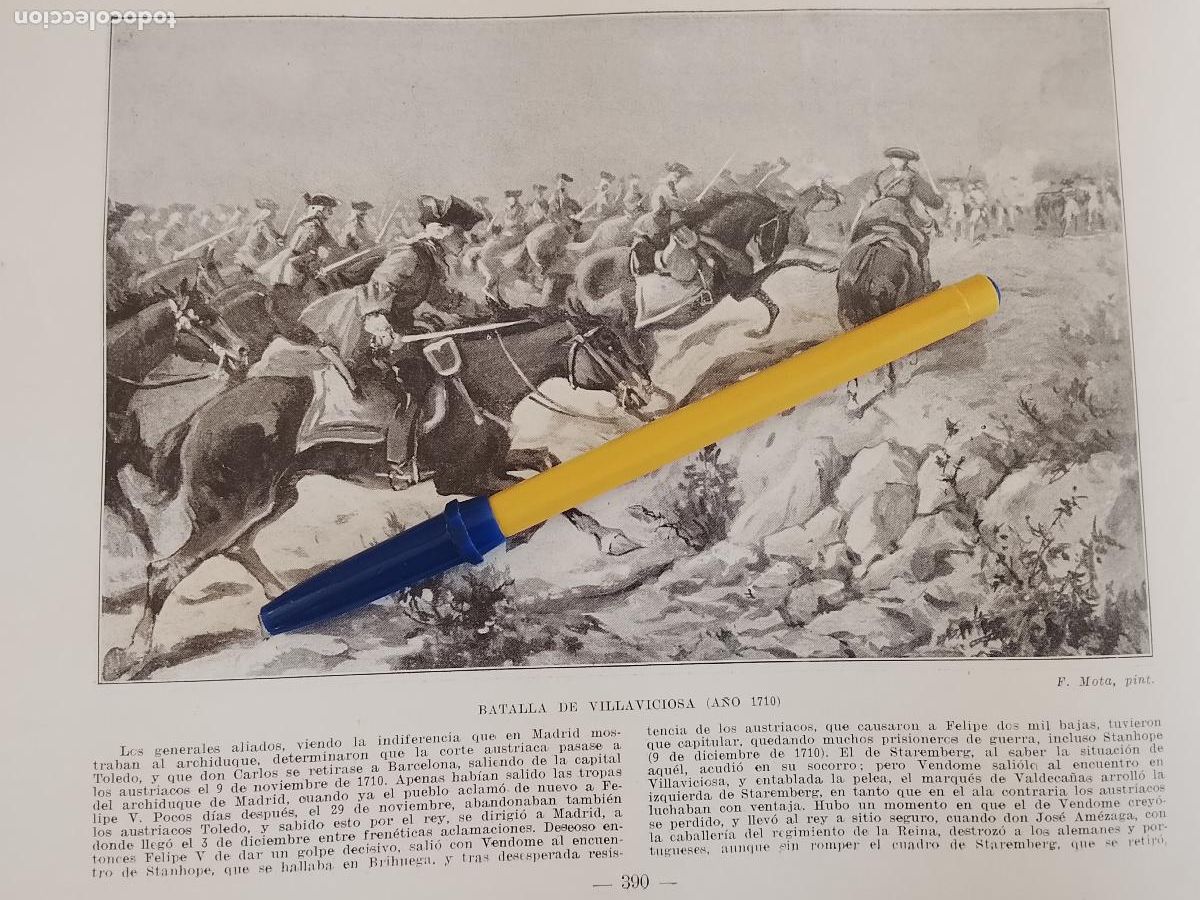 Colecionismo de Revistas e Jornais: hoja libro 1909 - CABALLOS - BATALLA DE VILLAVICIOSA EN EL A&Ntilde;O 1710