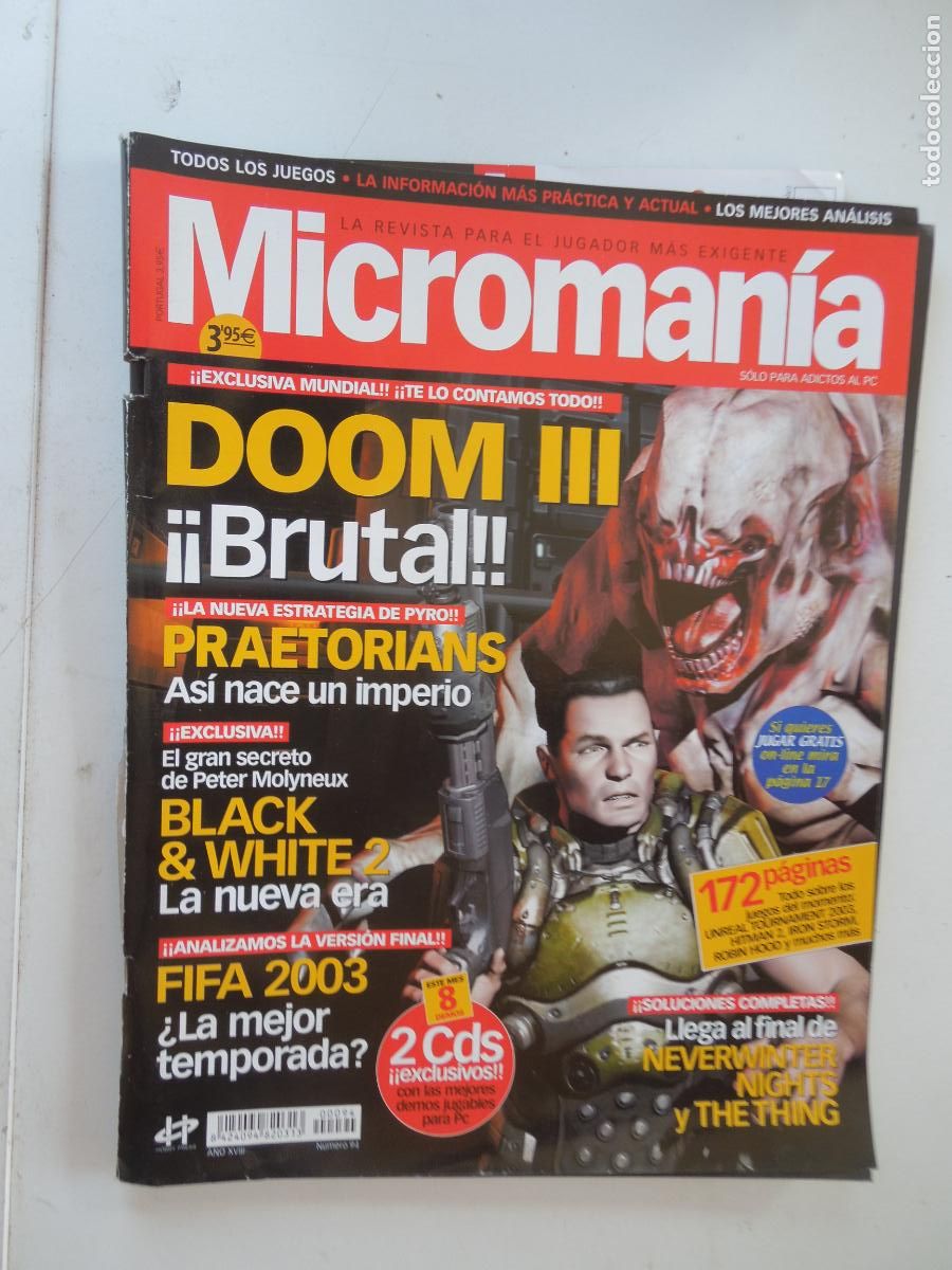 Collezionismo di Riviste e Giornali: MICROMANIA REVISTA N&ordm; 94- III EPOCA- 11-2002 DOOM III BRUTAL