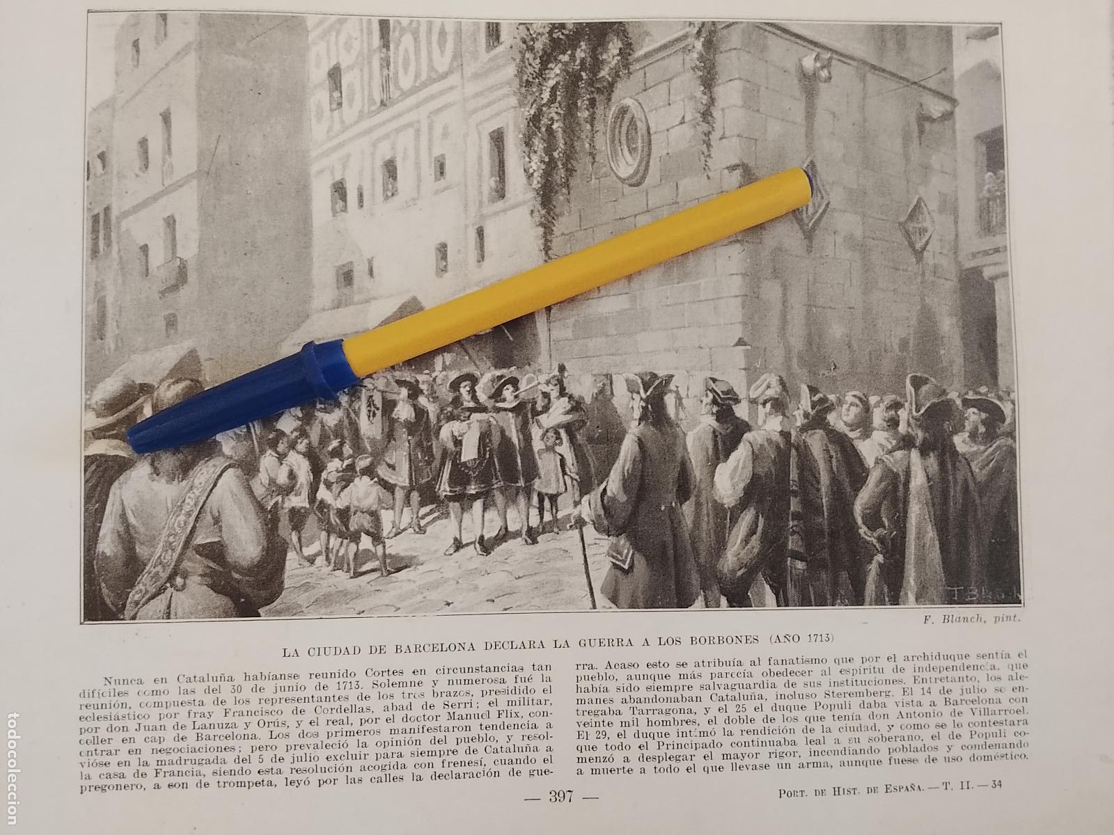 Collection Magazines and Newspapers: hoja libro 1909 - LA CIUDAD DE BARCELONA DECLARA LA GUERRA A LOS BORBONES EN 1713