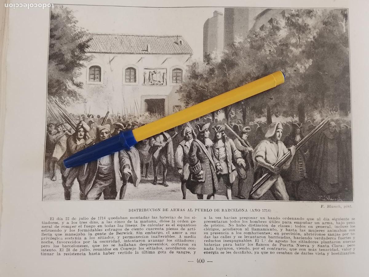 Coleccionismo de Revistas y Peri&oacute;dicos: hoja libro 1909 - DISTRIBUCION ARMAS AL PUEBLO DE BARCELONA EN 1714