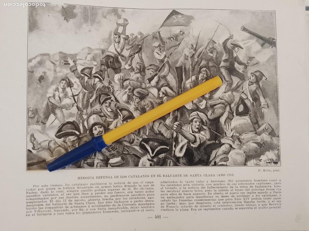 Coleccionismo de Revistas y Peri&oacute;dicos: hoja libro 1909 - HEROICA DEFENSA DE LOS CATALANES EN EL BALUARTE DE SANTA CLARA EN 1714