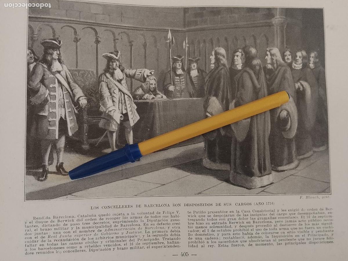 Coleccionismo de Revistas y Peri&oacute;dicos: hoja libro 1909 - CONCELLERES DE BARCELONA SON DESPOSEIDOS DE SUS CARGOS 1714