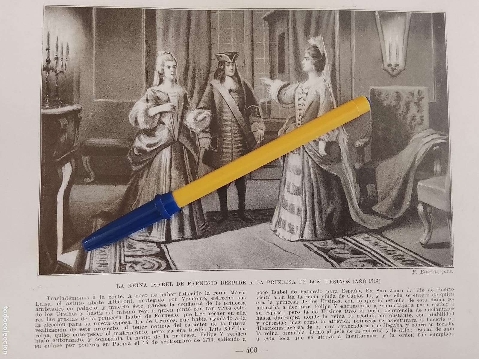Coleccionismo de Revistas y Peri&oacute;dicos: hoja libro 1909 - REINA ISABEL DE FARNESIO DESPIDE PRINCESA DE LOS URSINOS 1714