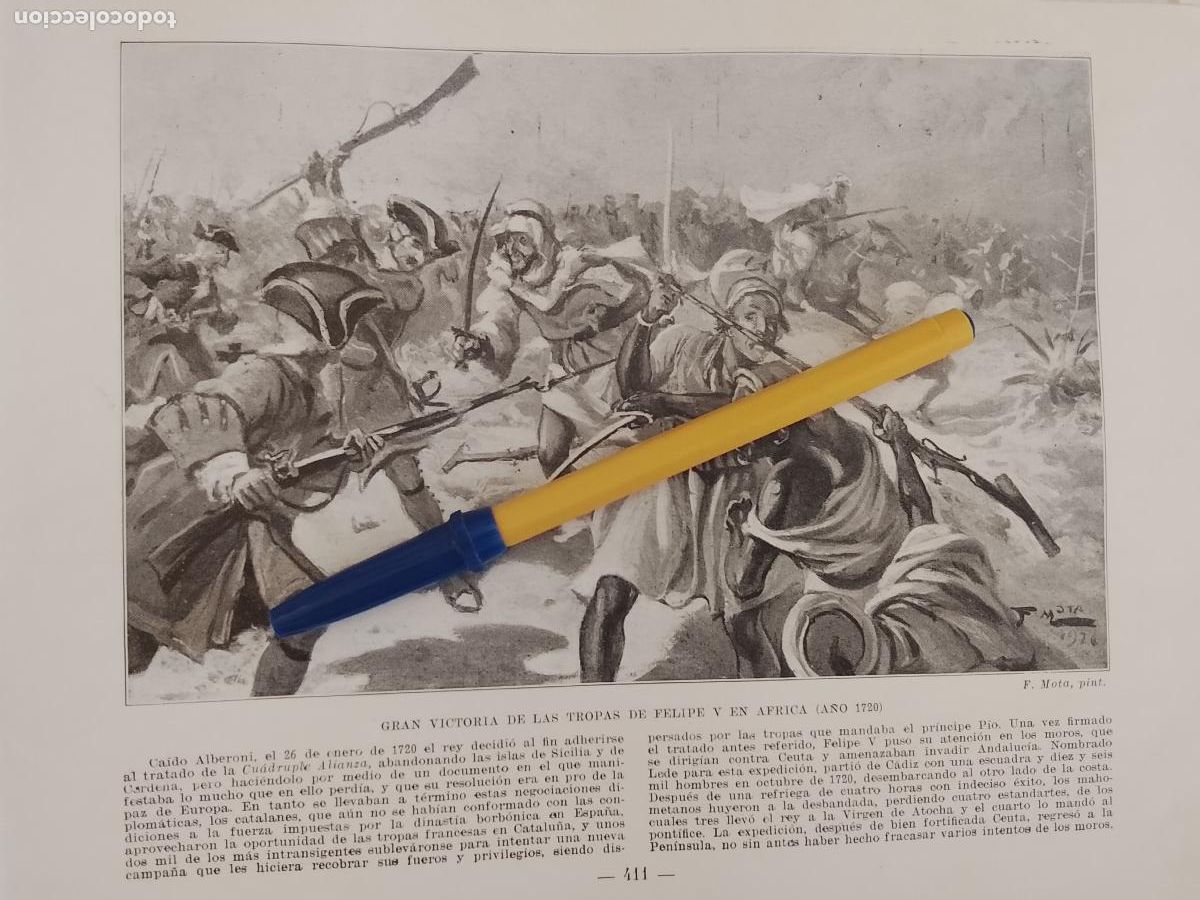 Colecionismo de Revistas e Jornais: hoja libro 1909 - GRAN VICTORIA DE LAS TROPAS DE FELIPE V EN AFRICA EN 1720