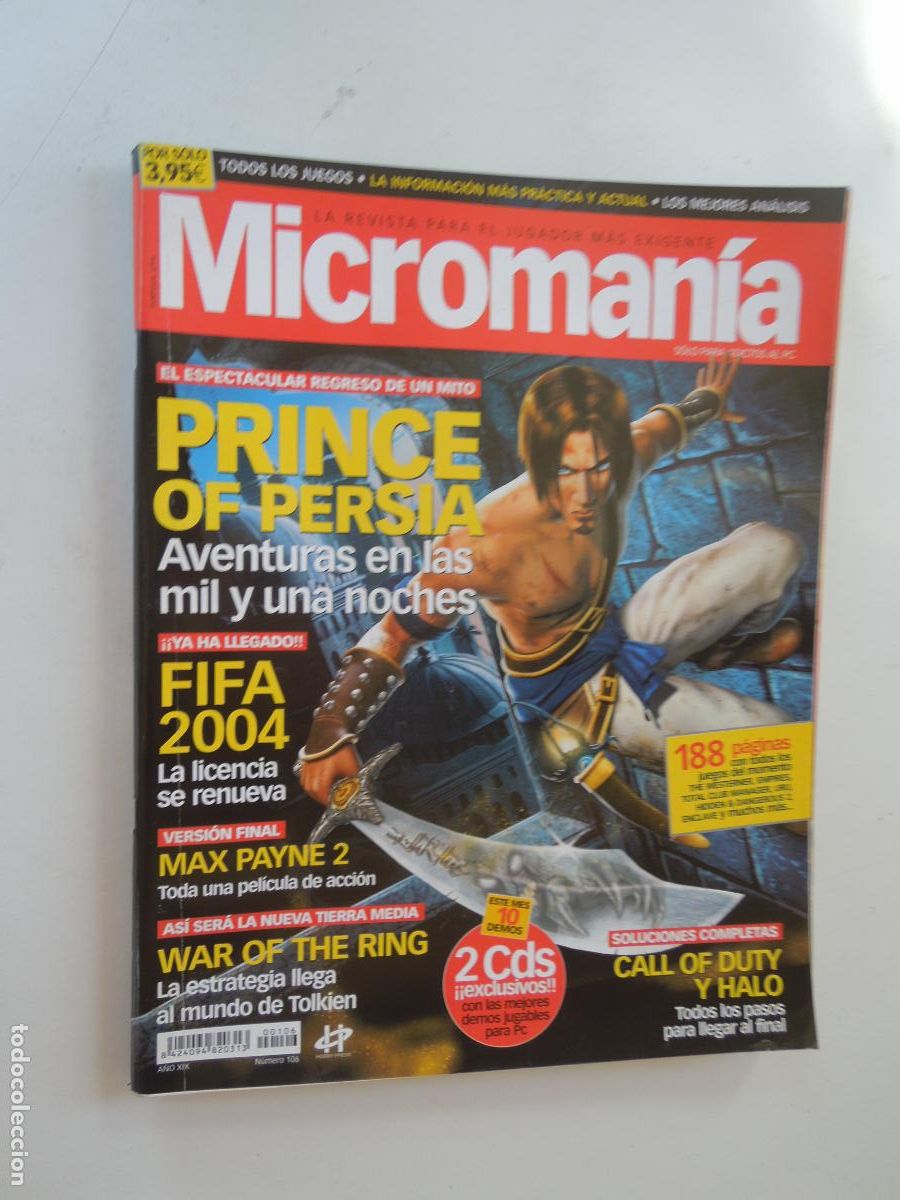 Coleccionismo de Revistas y Peri&oacute;dicos: MICROMANIA REVISTA N&ordm; 106- III EPOCA - NOVIEMBRE 2003 - PRINCE OF PERSIA - FIFA 2004