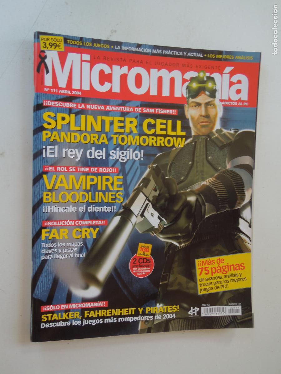 Collection Magazines and Newspapers: MICROMANIA REVISTA N&ordm; 111- III EPOCA - ABRIL 2004 - SPLINTER CELL - VAMPIRE BLOODLINES