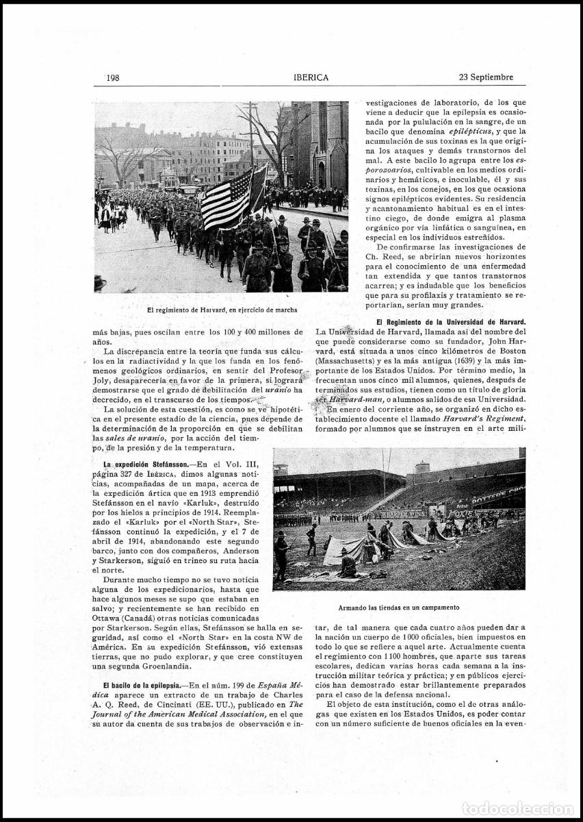 Coleccionismo de Revistas y Peri&oacute;dicos: IBERICA 143 A&Ntilde;O 1916 REGIMIENTO DE LA UNIVERSIDAD DE HARVARD EN LA PRIMERA GUERRA MUNDIAL EPILEPSIA