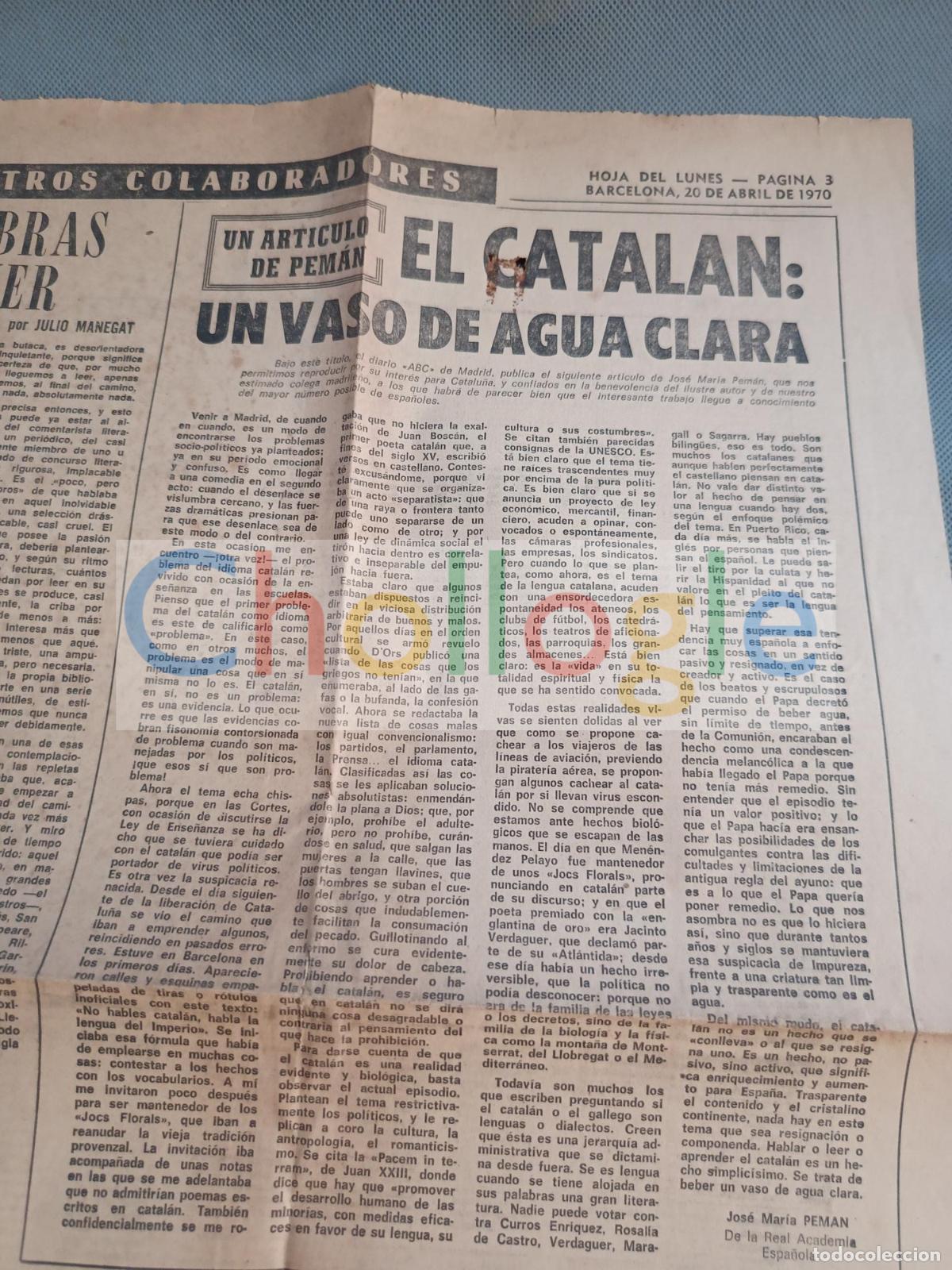 Coleccionismo de Revistas y Peri&oacute;dicos: Jose Maria peman El Catalan: un vaso de agua clara