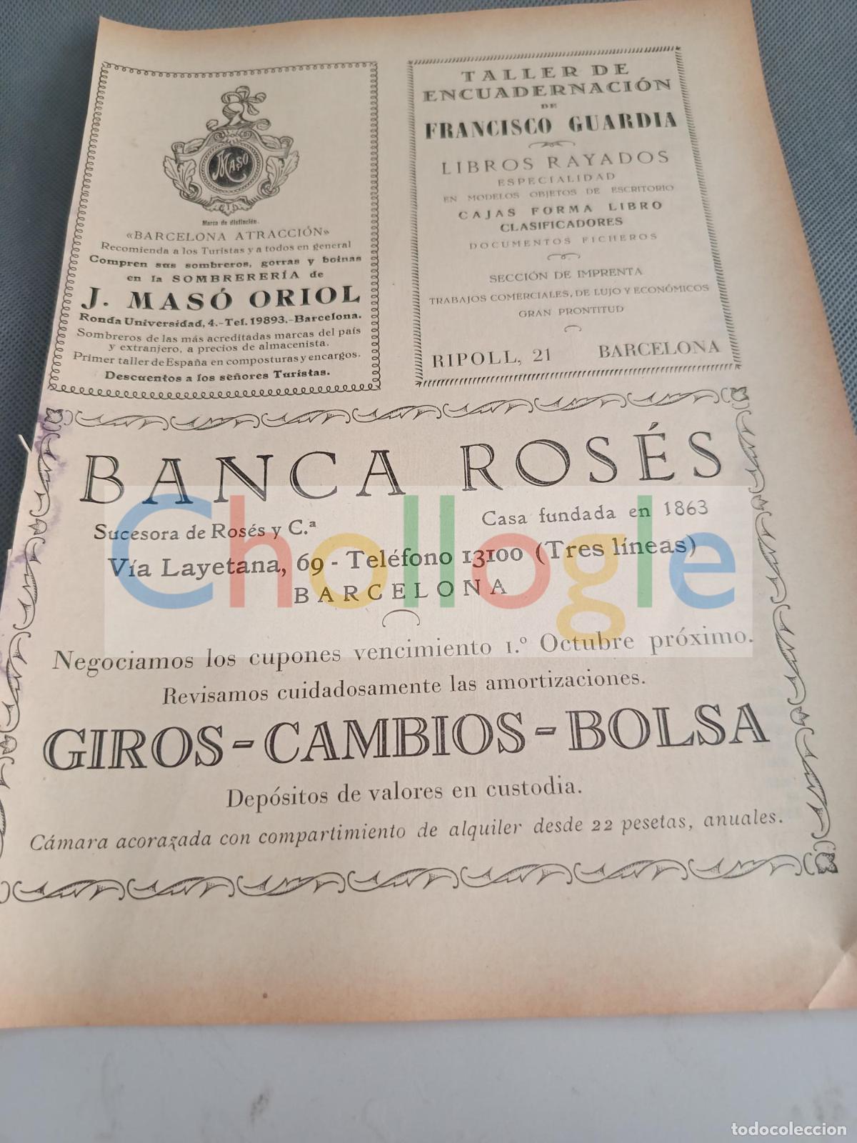 Coleccionismo de Revistas y Peri&oacute;dicos: Banca Ros&eacute;s Mas&oacute; Oriol Francisco Guardia Urbanizaci&oacute;n Els Pins