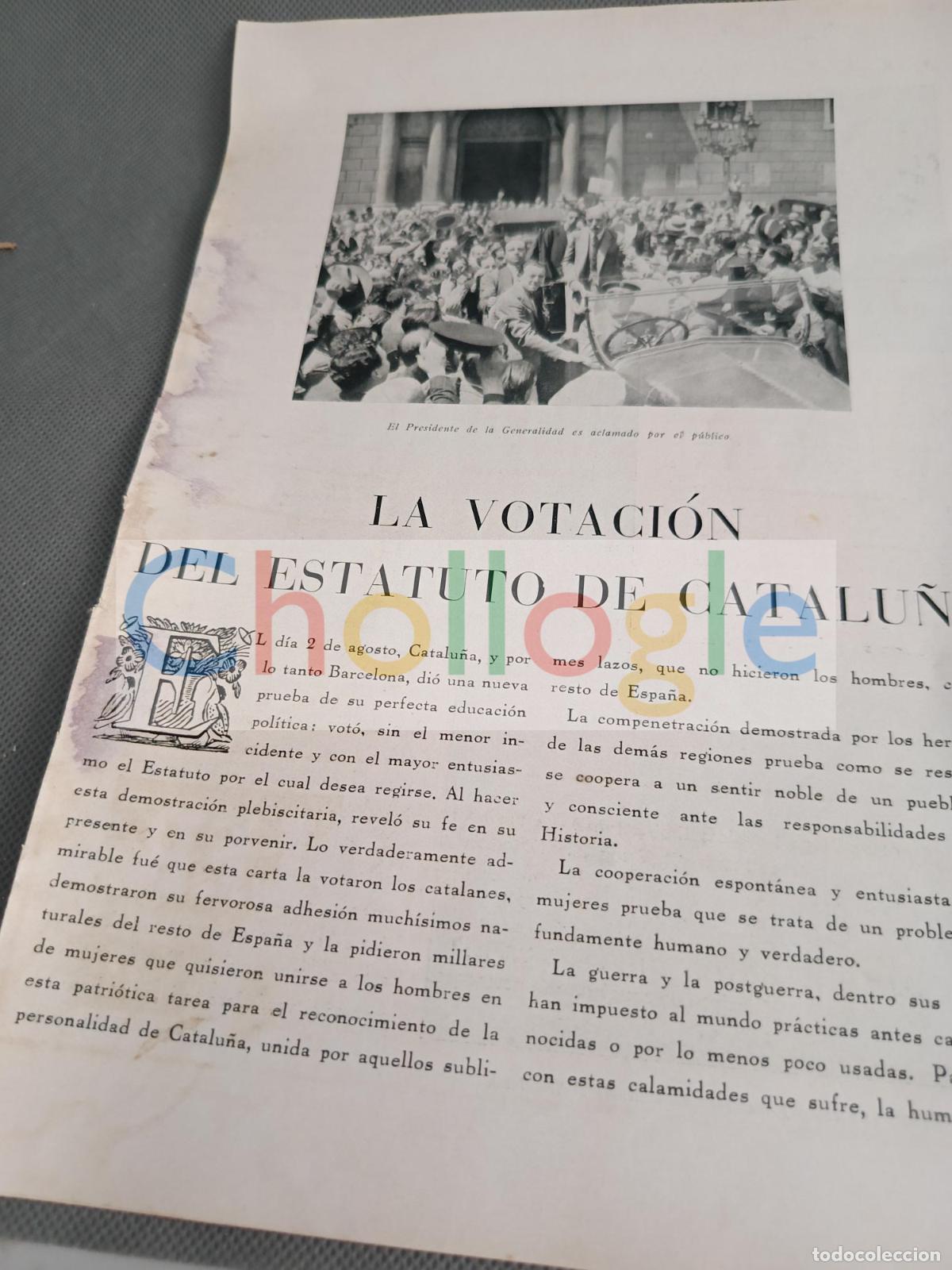 Coleccionismo de Revistas y Peri&oacute;dicos: La votaci&oacute;n del estatuto de catalunya 2 hojas