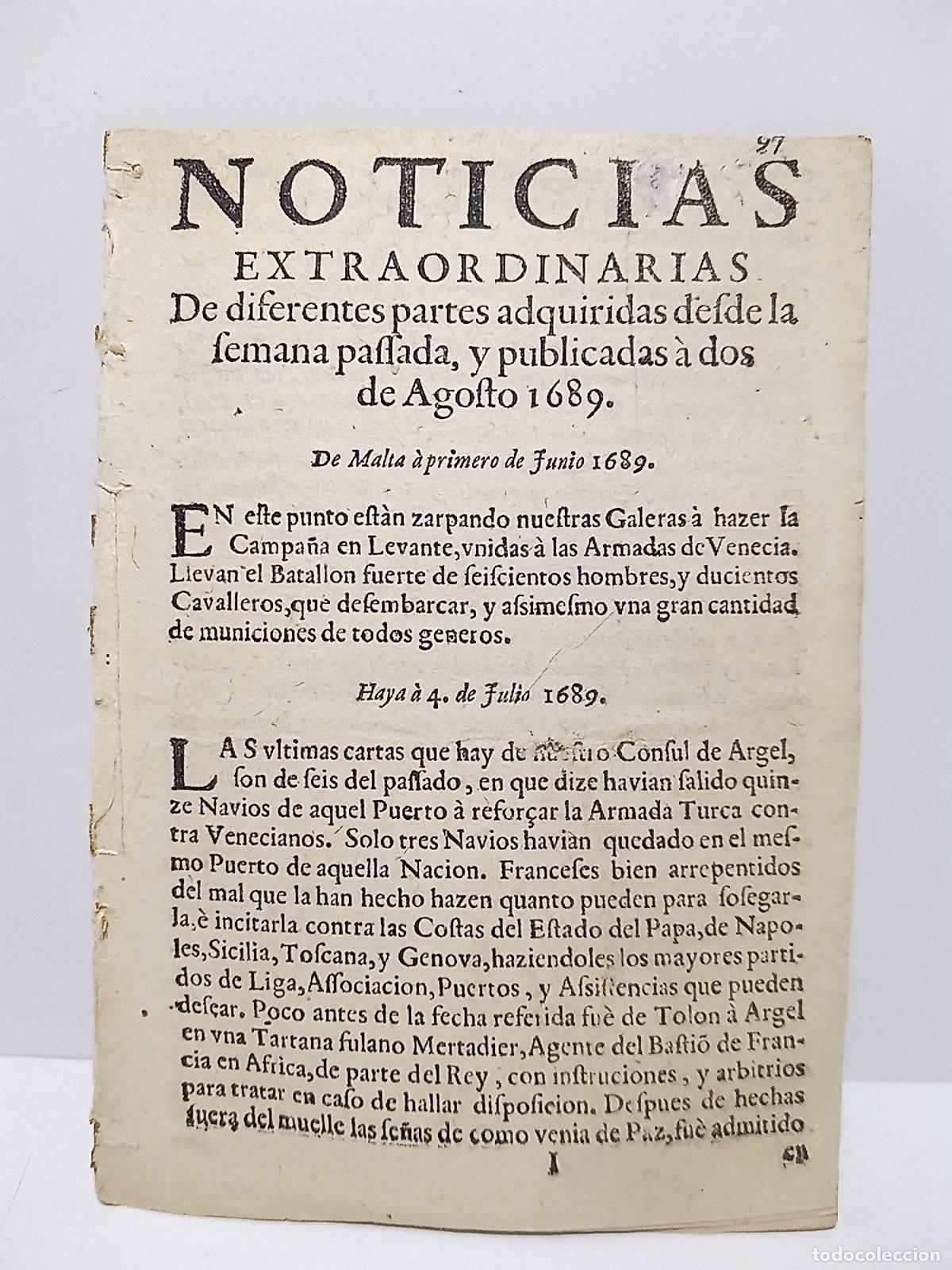 Coleccionismo de Revistas y Peri&oacute;dicos: NOTICIAS EXTRAORDINARIAS De diferentes partes adquiridas desde la semana pasada, y publicadas &agrave; dos