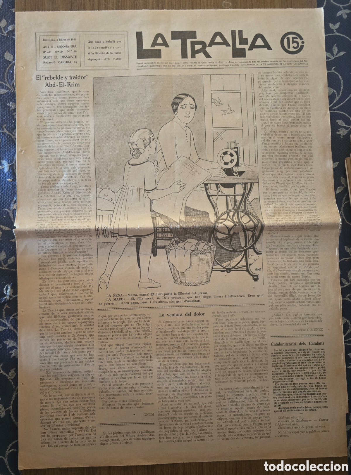 Coleccionismo de Revistas y Peri&oacute;dicos: REVISTA LA TRALLA,NUMERO 39,A&Ntilde;O 1923,(BARCELONA
