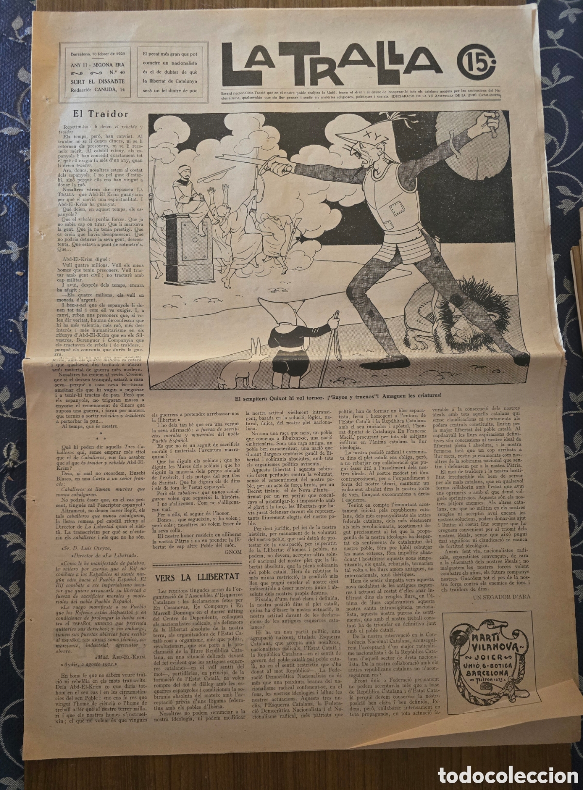 Collection Magazines and Newspapers: REVISTA LA TRALLA,NUMERO 40,A&Ntilde;O 1923,(BARCELONA