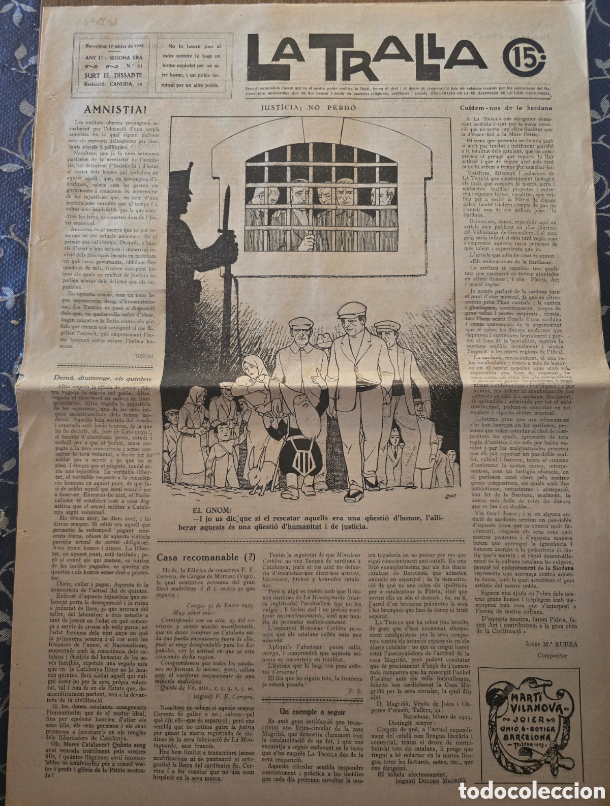 Collection Magazines and Newspapers: REVISTA LA TRALLA,NUMERO 41,A&Ntilde;O 1923,(BARCELONA)
