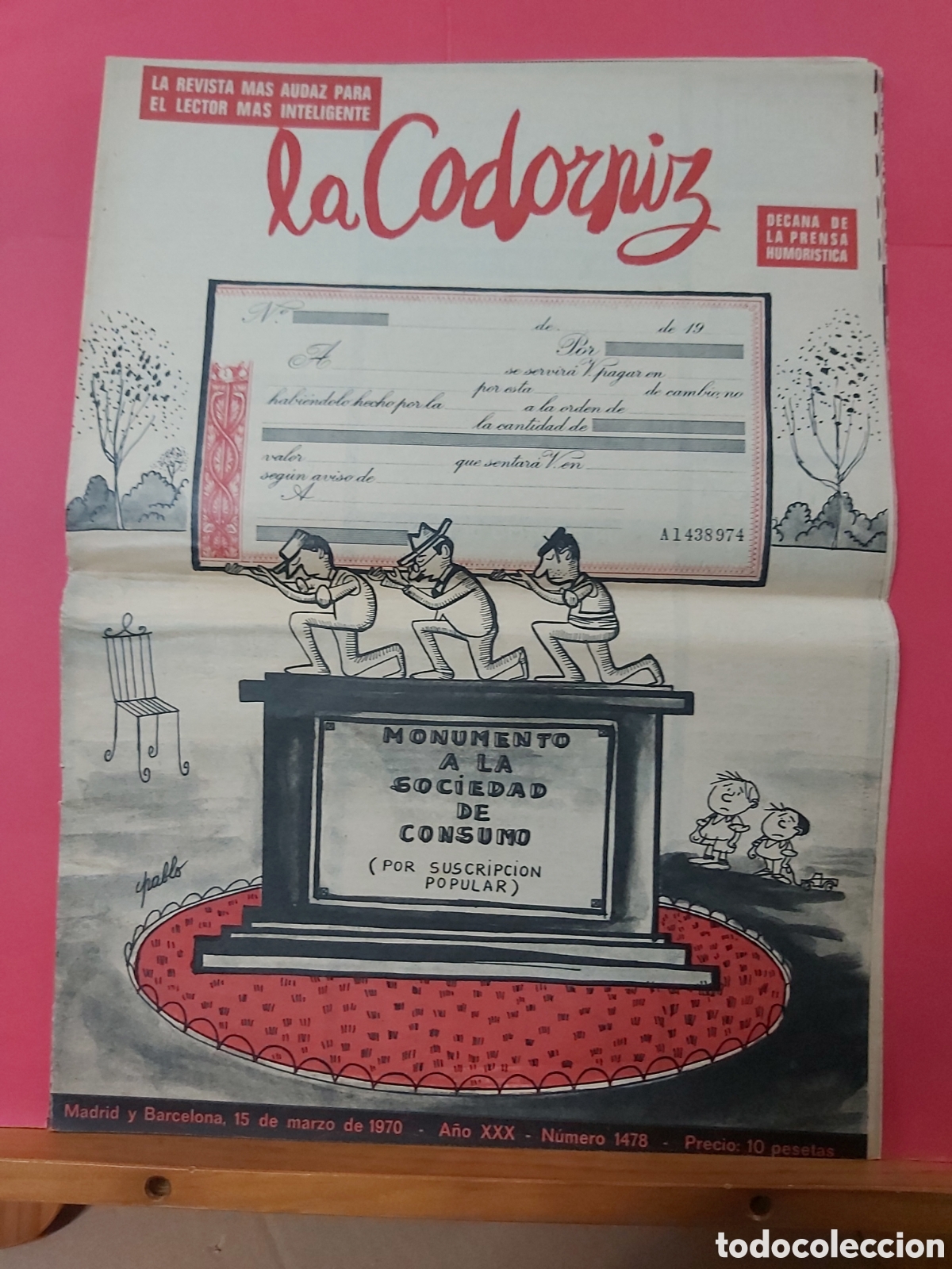 Collectionnisme de Revues et Journaux: * REVISTA LA CODORNIZ * N&ordm; 1478 * 15 DE MARZO DE 1970 * ORIGINAL *