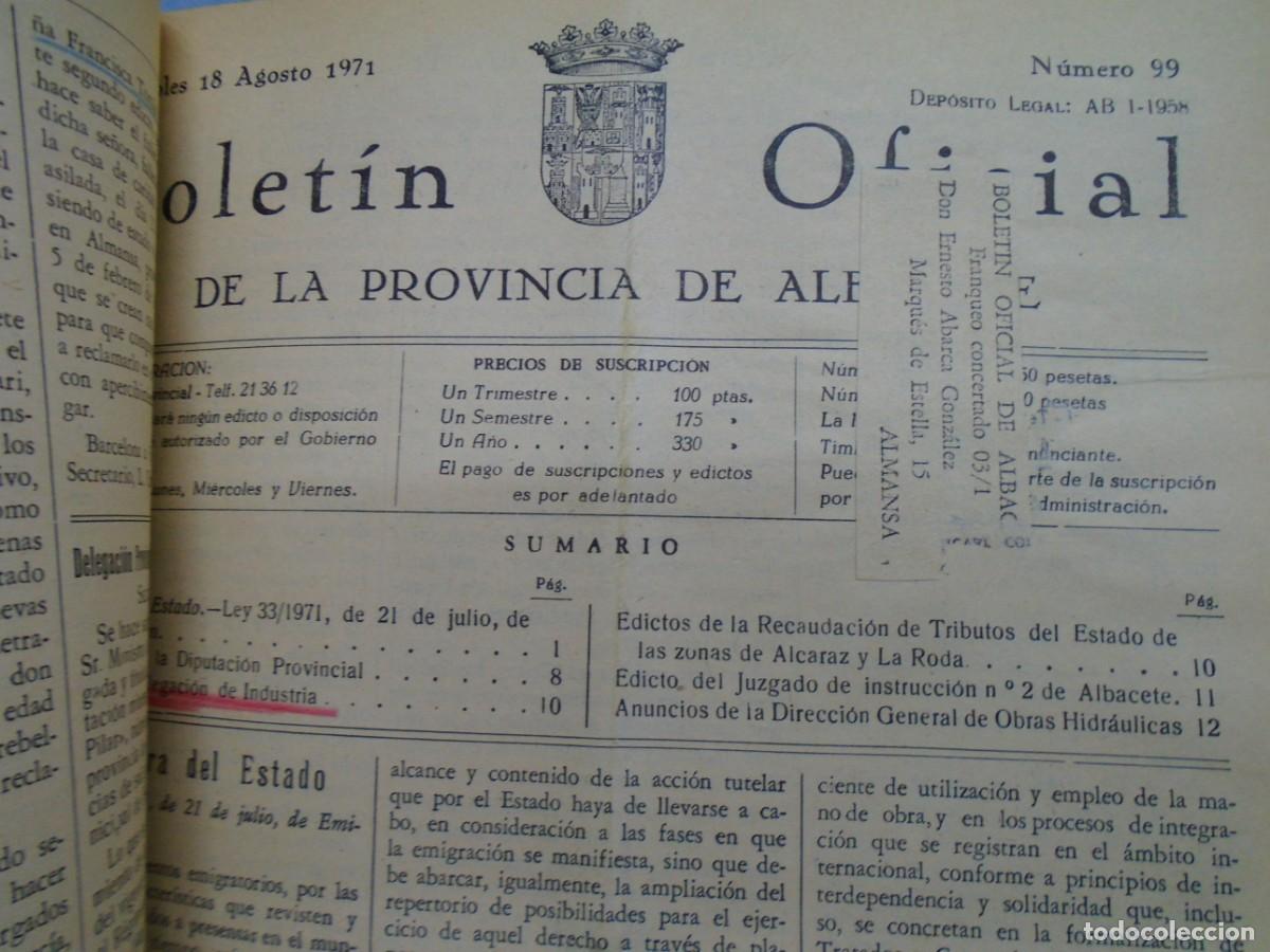 Coleccionismo de Revistas y Peri&oacute;dicos: BOLETIN OFICIAL DE LA PROVINCIA DE ALBACETE/1971-1972/69+153 BOLETINES/VER FOTOS.