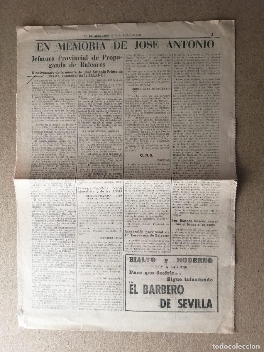 Coleccionismo de Revistas y Peri&oacute;dicos: NOTICIA DE PRENSA. EN MEMORIA DE JOSE ANTONIO (18 NOVIEMBRE 1938)