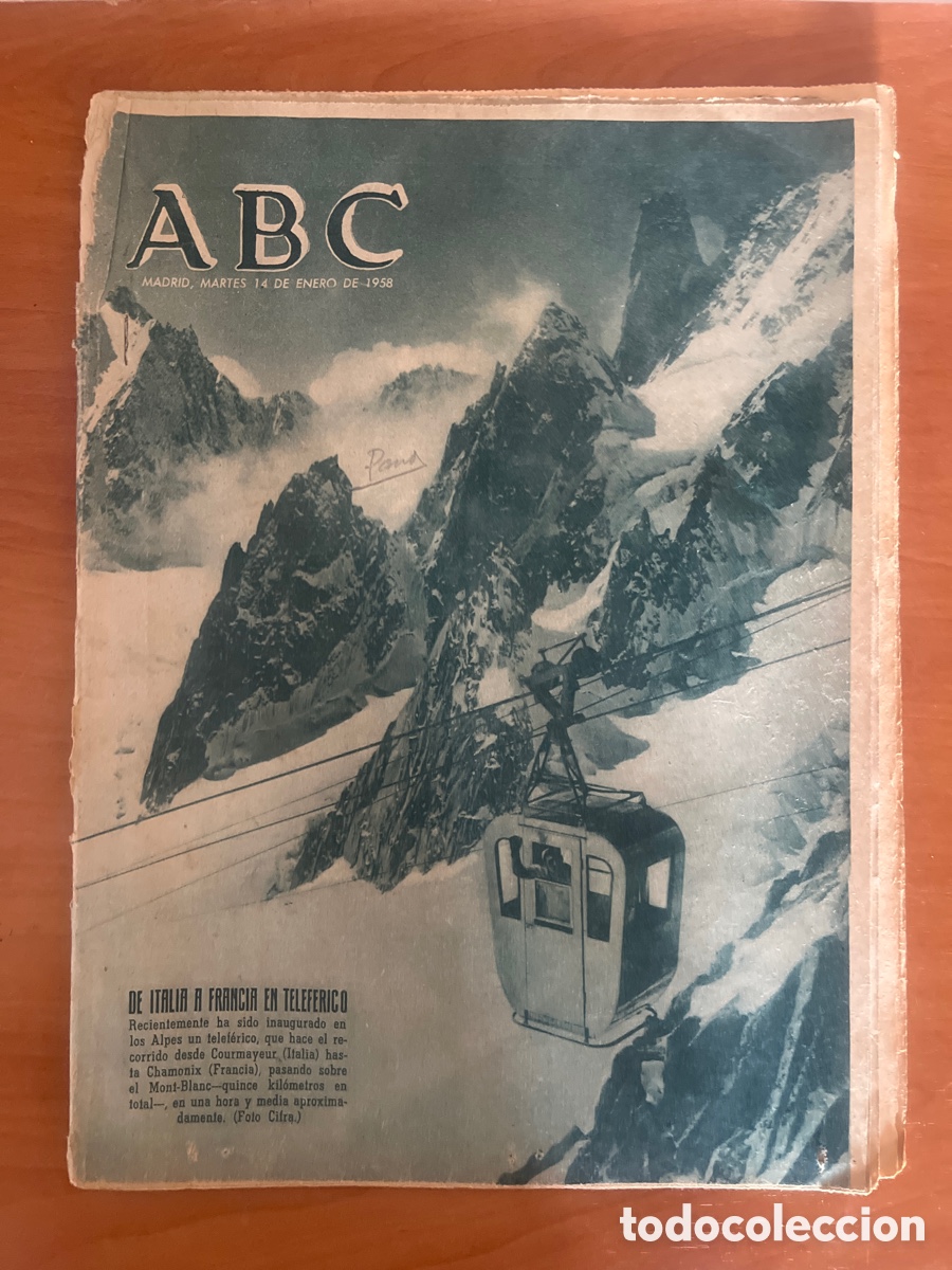 Coleccionismo de Revistas y Peri&oacute;dicos: PERI&Oacute;DICO ABC, 14 DE ENERO DE 1958, (DON TORCUATO LUCA DE TENA)