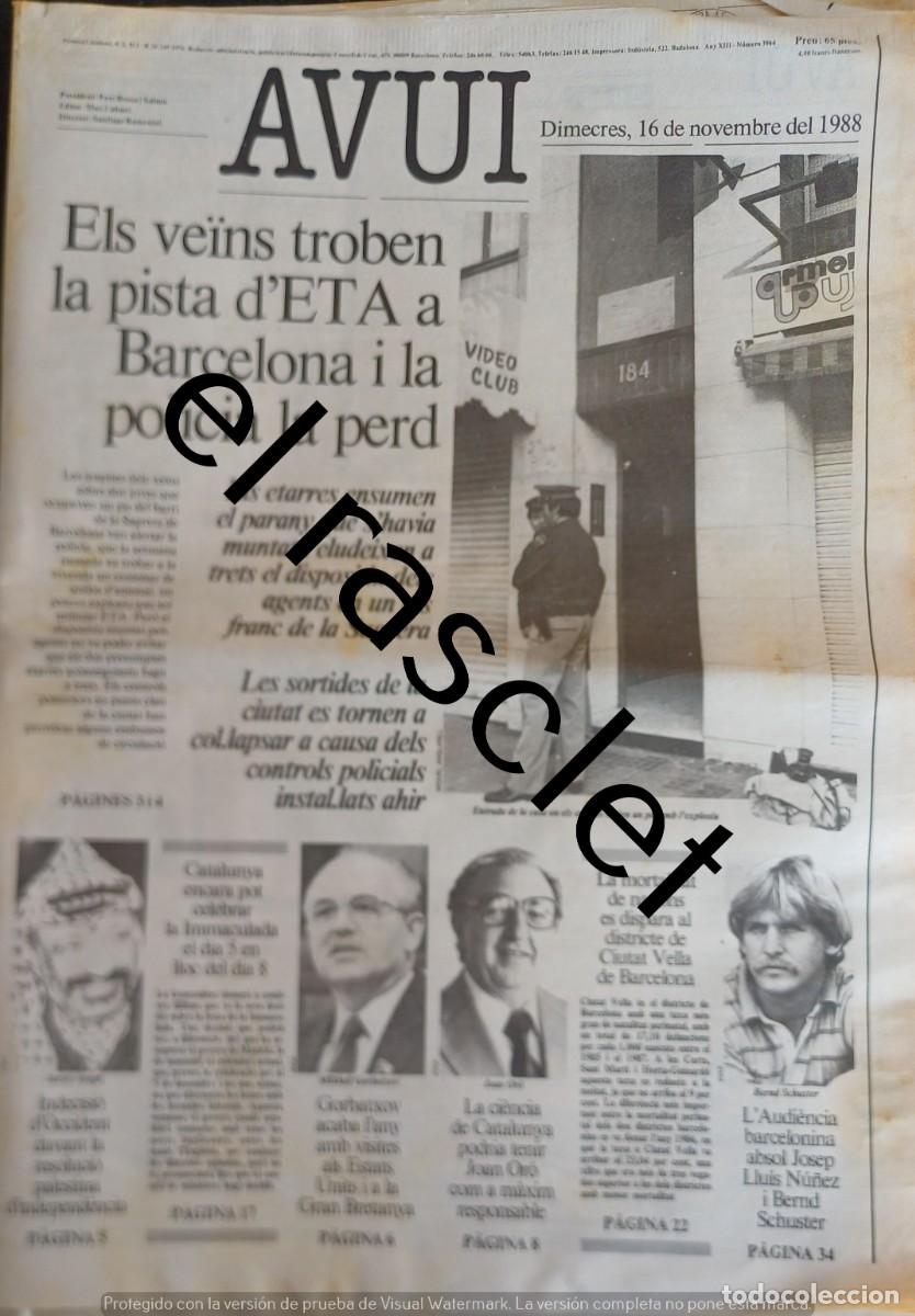 Coleccionismo de Revistas y Peri&oacute;dicos: DIARIO AVUI 16 NOVIEMBRE 1988
