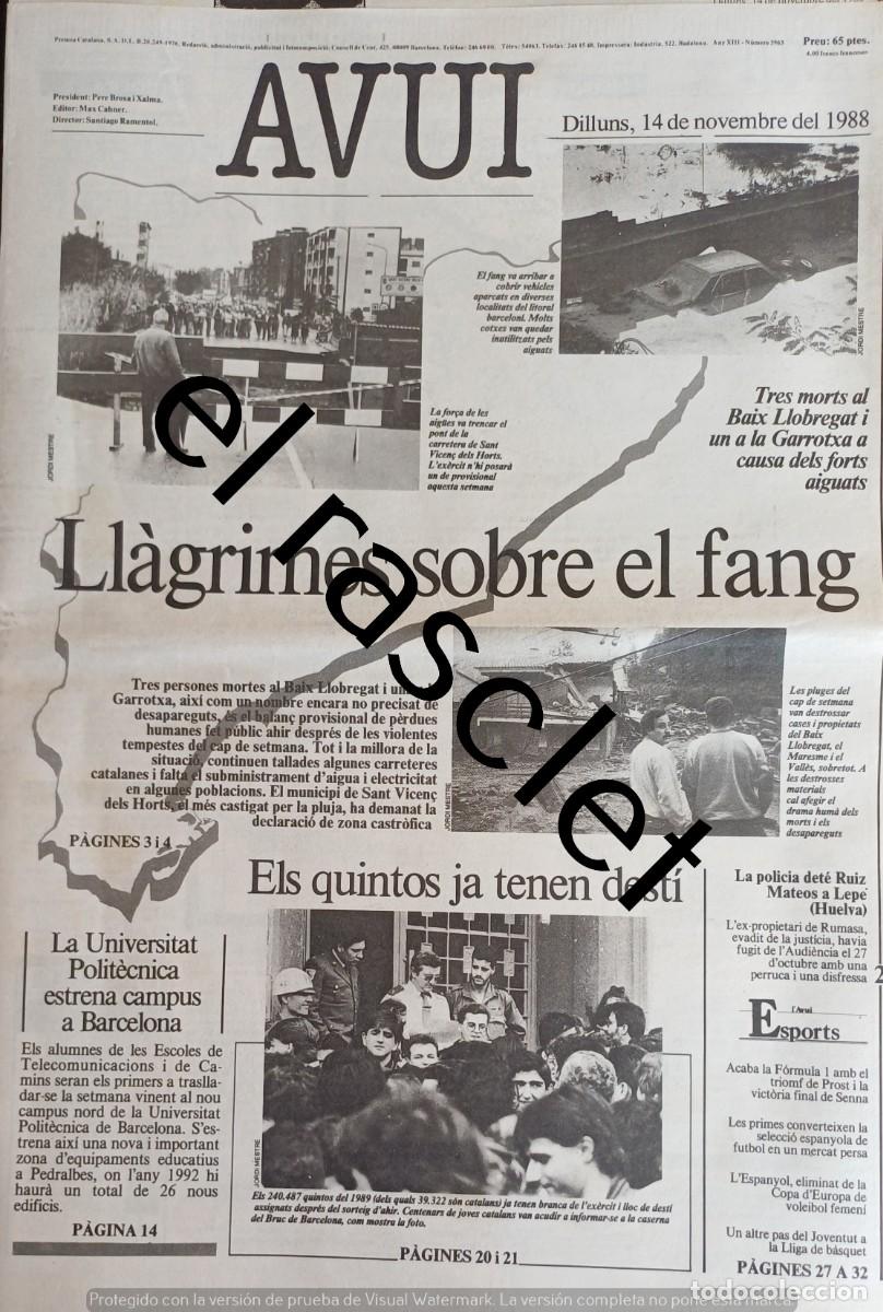 Coleccionismo de Revistas y Peri&oacute;dicos: DIARIO AVUI 14 NOVIEMBRE 1988