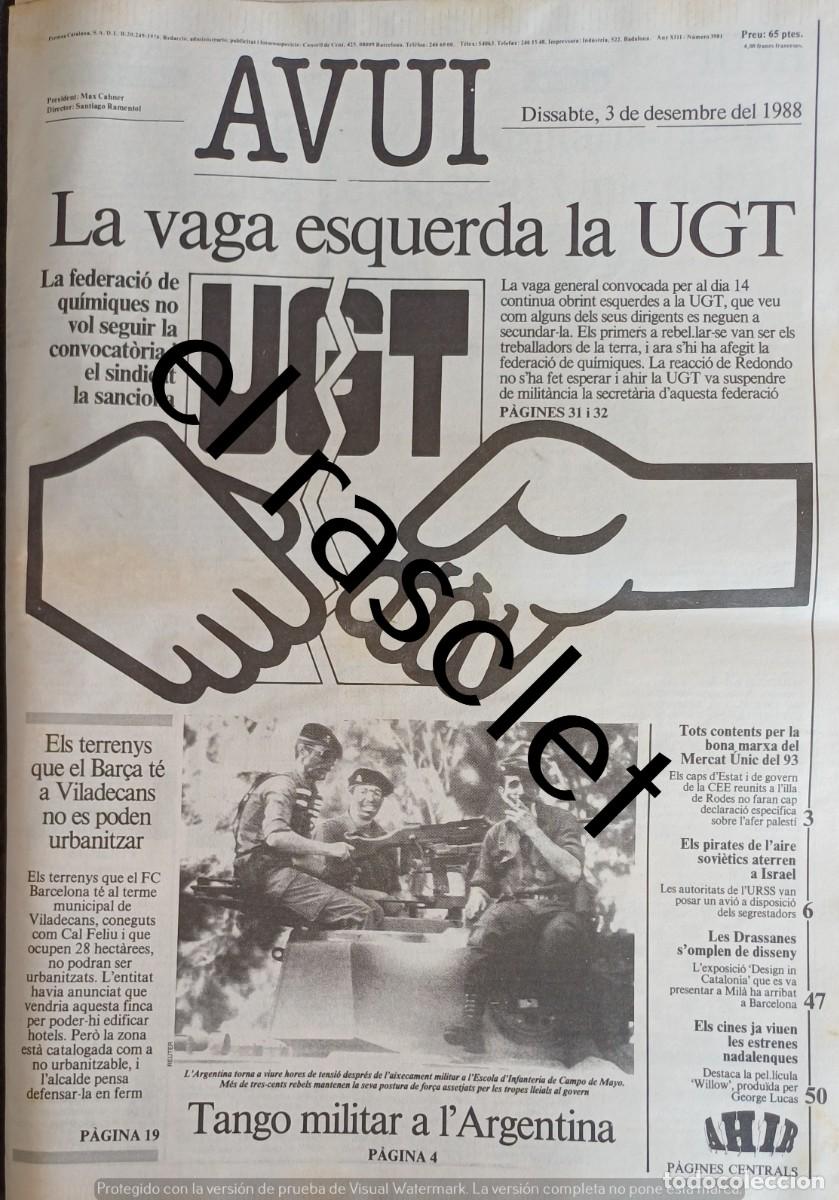 Coleccionismo de Revistas y Peri&oacute;dicos: DIARIO AVUI 3 DICIEMBRE 1988