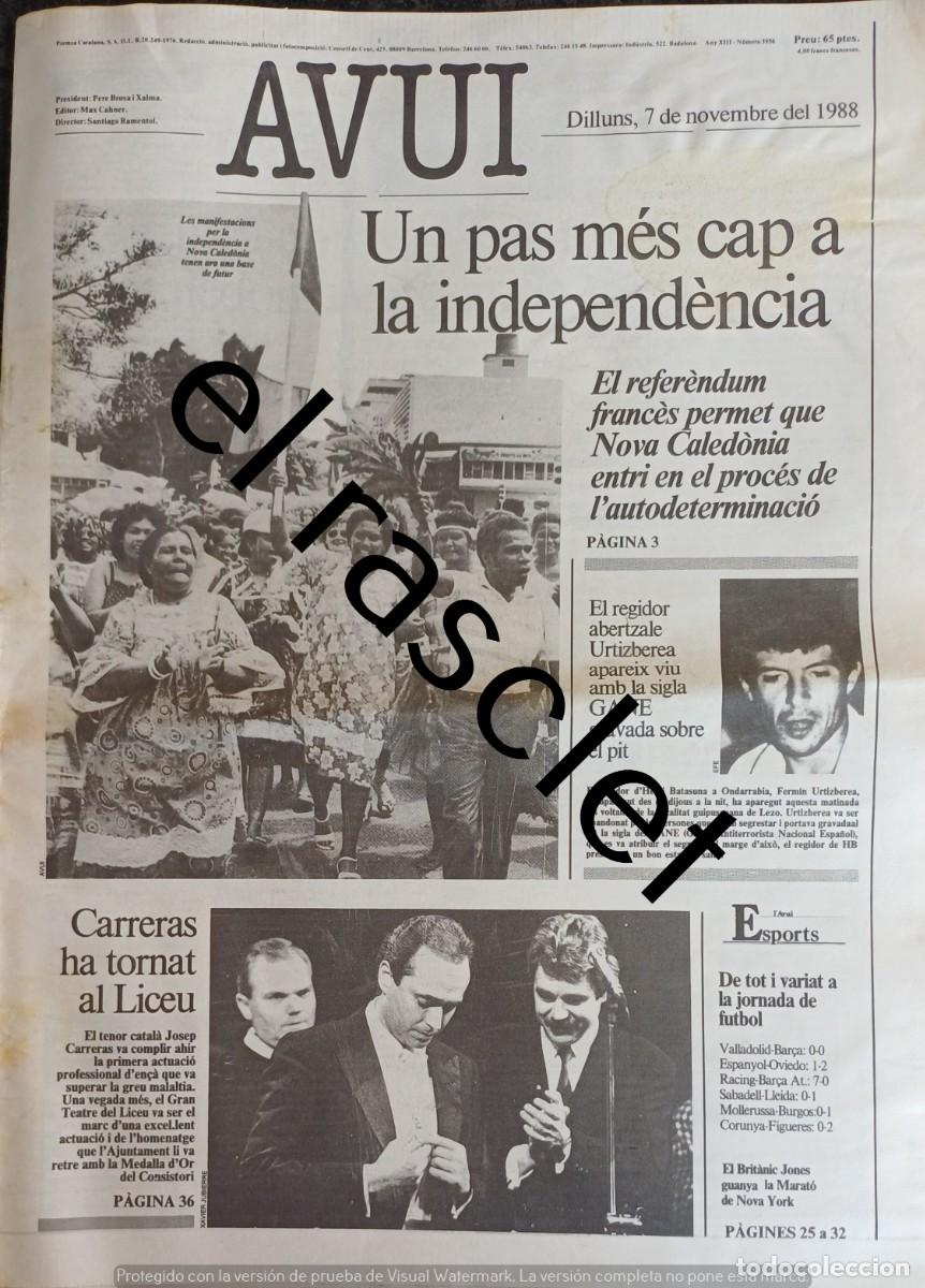 Coleccionismo de Revistas y Peri&oacute;dicos: DIARIO AVUI 7 NOVIEMBRE 1988
