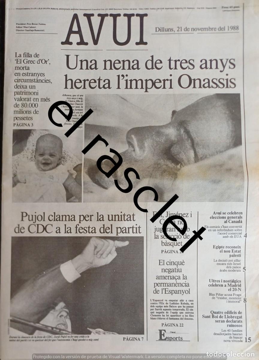 Coleccionismo de Revistas y Peri&oacute;dicos: DIARIO AVUI 21 NOVIEMBRE 1988