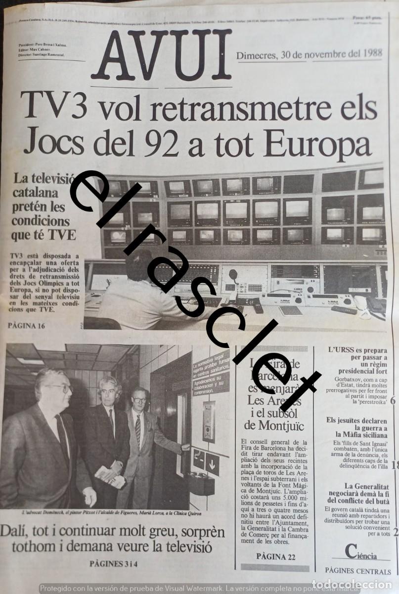 Coleccionismo de Revistas y Peri&oacute;dicos: DIARIO AVUI 30 NOVIEMBRE 1988