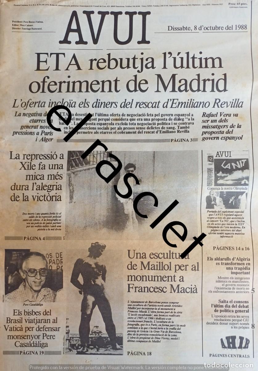 Coleccionismo de Revistas y Peri&oacute;dicos: DIARIO AVUI 8 OCTUBRE 1988