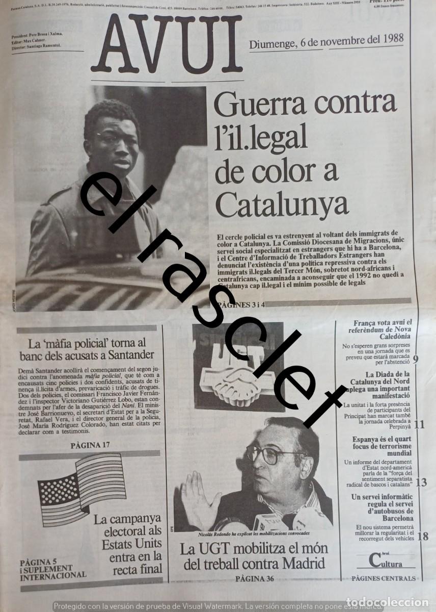 Sammeln von Zeitschriften und Zeitungen: DIARIO AVUI 6 NOVIEMBRE 1988
