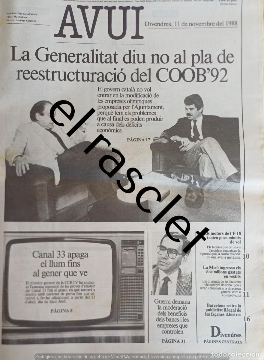 Coleccionismo de Revistas y Peri&oacute;dicos: DIARIO AVUI 11 NOVIEMBRE 1988
