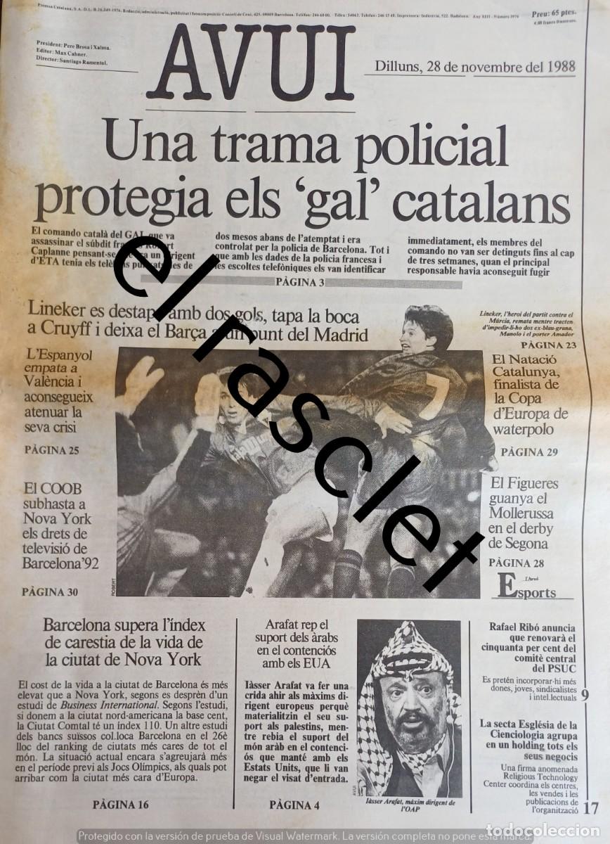 Coleccionismo de Revistas y Peri&oacute;dicos: DIARIO AVUI 28 NOVIEMBRE 1988