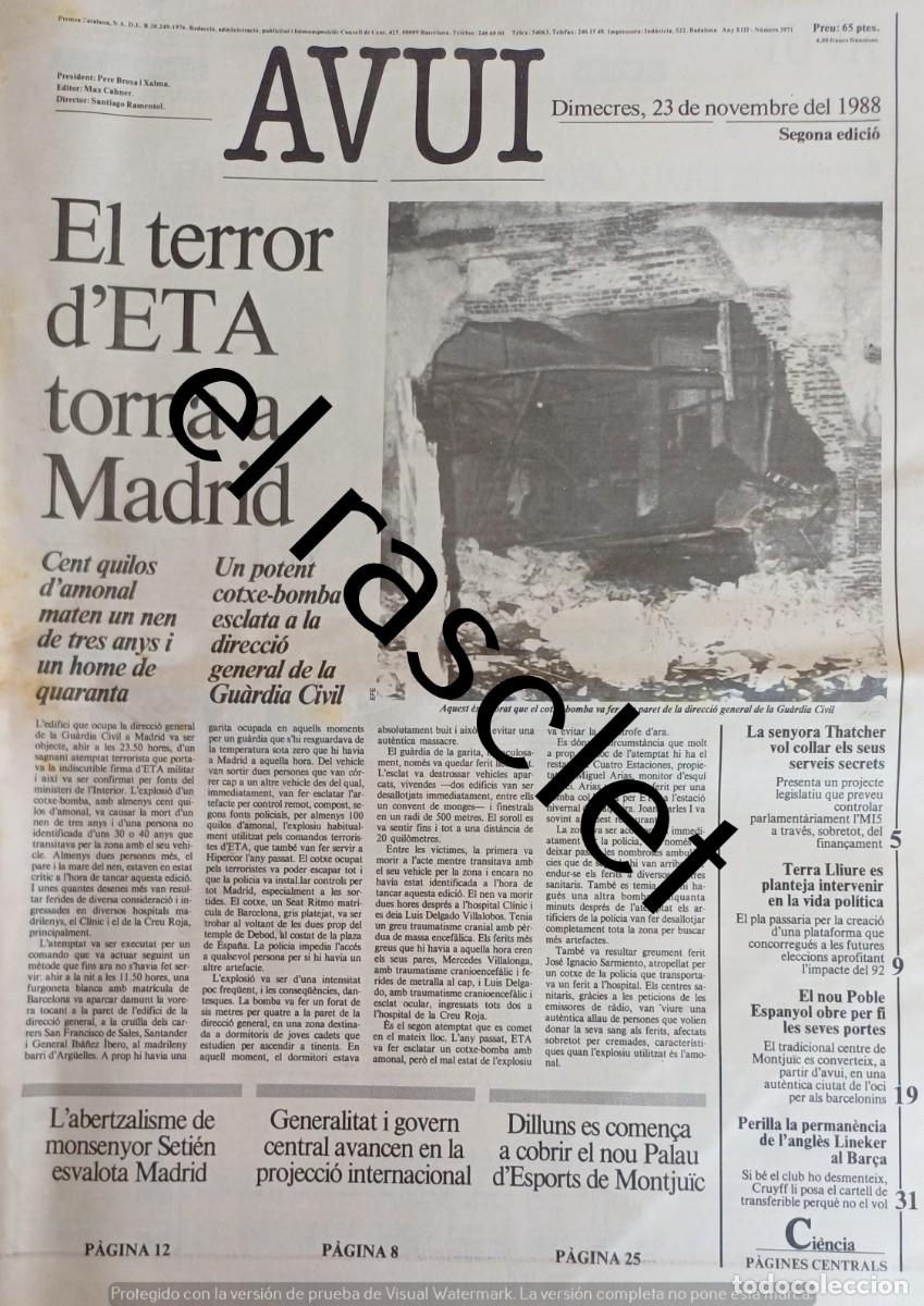 Coleccionismo de Revistas y Peri&oacute;dicos: DIARIO AVUI 23 NOVIEMBRE 1988