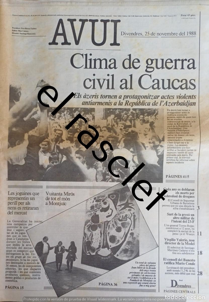 Coleccionismo de Revistas y Peri&oacute;dicos: DIARIO AVUI 25 NOVIEMBRE 1988